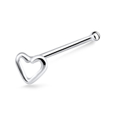 Hollow Heart Silver Bone Nose Stud NSKD-718